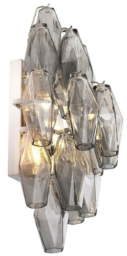 Casa Padrino Luxus Wandleuchte Grau / Silber 31 x 19 x H. 50 cm - Elegante Hotel & Restaurant Wandlampe - Luxus Kollektion