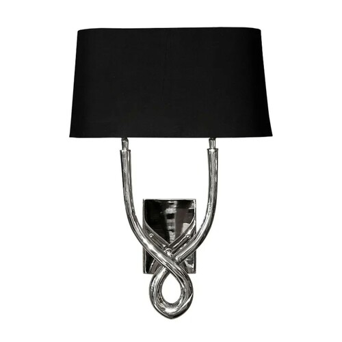 Casa Padrino Luxus Wandleuchte Silber / Schwarz 18 x 13 x H. 48 cm - Zweiarmige Wandleuchte mit Lampenschirm