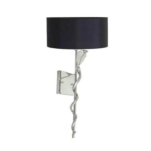 Casa Padrino Luxus Wandleuchte Silber / Schwarz 23 x 14 x H. 75 cm - Kobra Wandleuchte mit Lampenschirm
