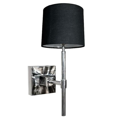 Casa Padrino Luxus Wandleuchte Silber / Schwarz 26 x 17 x H. 32 cm - Wandleuchte mit Ausleger und Lampenschirm