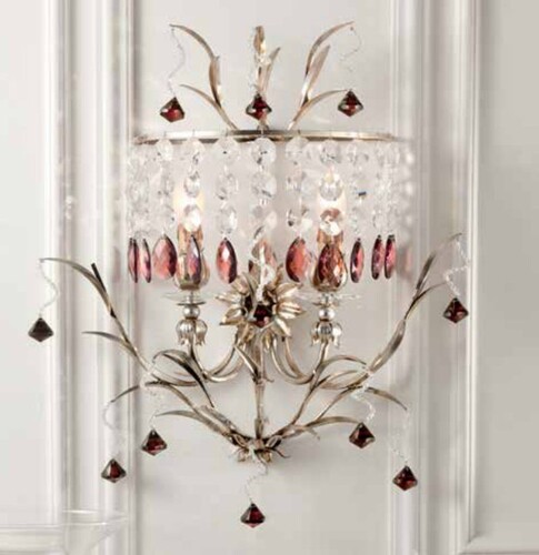 Casa Padrino Barock Wandleuchte Silber B. 45 x T. 55 cm 2-flammig - Handgefertigte Leuchte aus Italien - Barock Leuchten