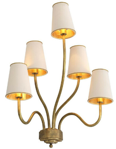 Casa Padrino Luxus Wandleuchte Vintage Messingfarben / Creme 53 x 34 x H. 68 cm - Hotel & Restaurant Wandlampe - Luxus Qualit�t