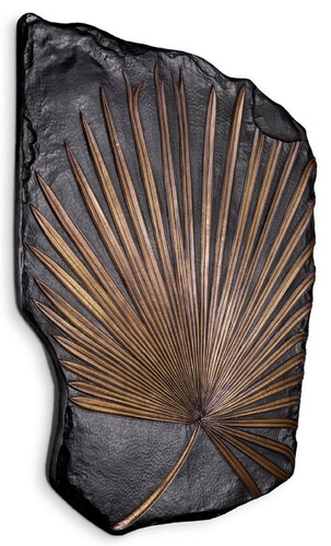 Casa Padrino Luxus Wanddeko Objekt Palmenblatt Bronze / Vintage Messing 122 x 5,5 x H. 170 cm - Wohnzimmer Deko - Hotel Deko - Deko Accessoires - Luxus M�bel - Luxus Qualit�t