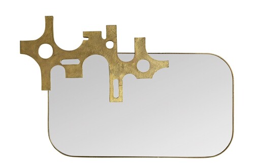 Casa Padrino Luxus Wandspiegel Bronzefarben 81 x 2,5 x H. 54 cm - Spiegel Savage mit Aluminiumrahmen in Bronzeoptik - Luxus Deko Accessoires