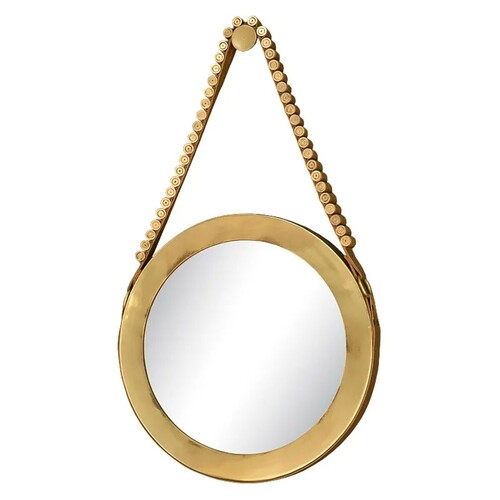 Casa Padrino Luxus Wandspiegel Gold  40 cm - Runder Spiegel an Messingband