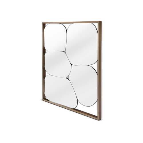 Casa Padrino Luxus Wandspiegel Schwarz / Bronze 100 x 120 x H. 5 cm - Wandspiegel mit Edelstahl - Moderne Wohnzimmer M�bel - Luxus Qualit�t