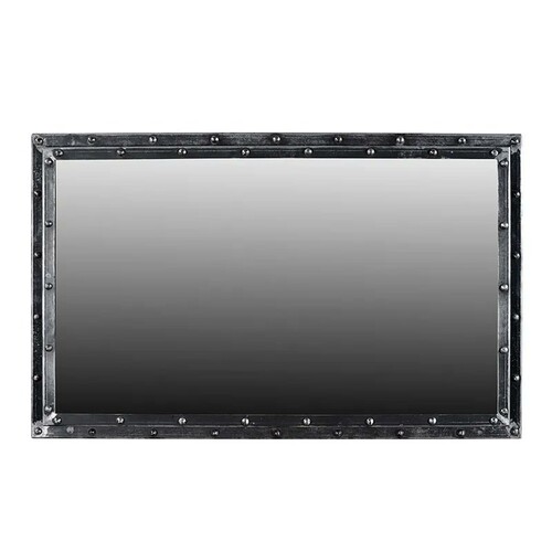 Casa Padrino Luxus Wandspiegel Schwarz 122 x 6 x H. 76 cm - Industrial Spiegel mit Nieten