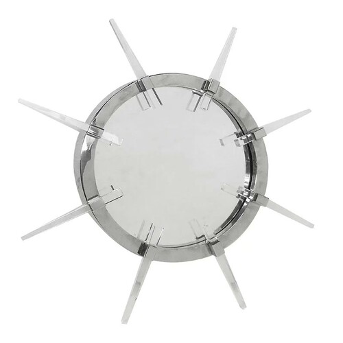 Casa Padrino Luxus Wandspiegel Silber  67 cm - Sonnenspiegel mit Acrylst�ben