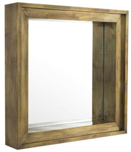 Casa Padrino Luxus Wandspiegel Vintage Messingfarben 100 x 20 x H. 100 cm - Wohnzimmer Spiegel - Schlafzimmer Spiegel - Garderoben Spiegel - Luxus M�bel