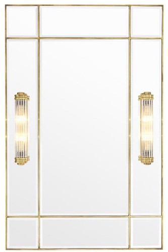 Casa Padrino Luxus Wandspiegel mit Licht Vintage Messingfarben 90 x 13 x H. 140 cm - Luxus Qualit�t