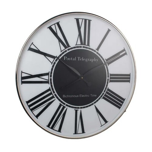 Casa Padrino Luxus Wanduhr Wei� / Schwarz  61 cm - Gro�e runde Wanduhr mit r�mischen Ziffern