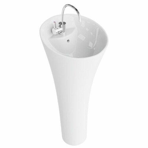 Casa Padrino Luxus Waschbecken Hochglanz Wei� H. 95 cm - Freistehendes Waschbecken