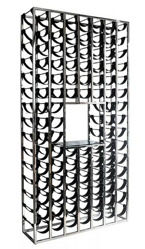 Riesiges Casa Padrino Luxus Weinflaschen Regal Silber / Schwarz 114 x 32 x H. 220 cm - Weinregal