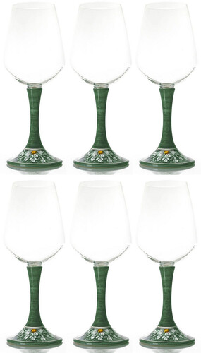 Casa Padrino Luxus Weinglas 6er Set Gr�n / Mehrfarbig H. 23,5 cm - Handgefertigte & handbemalte Weingl�ser - Hotel & Restaurant Accessoires - Luxus Qualit�t - Made in Italy