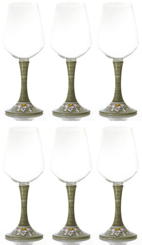 Casa Padrino Luxus Weinglas 6er Set Olivgr�n / Mehrfarbig H. 23,5 cm - Handgefertigte & handbemalte Weingl�ser - Hotel & Restaurant Accessoires - Luxus Qualit�t - Made in Italy