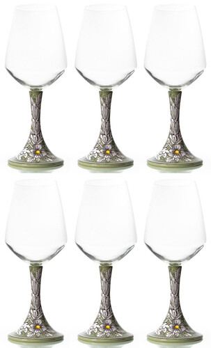 Casa Padrino Luxus Keramik Weinglas 6er Set Olivgr�n / Mehrfarbig H. 23,5 cm - Handgefertigte & handbemalte Weingl�ser - Hotel & Restaurant Accessoires - Luxus Qualit�t - Made in Italy