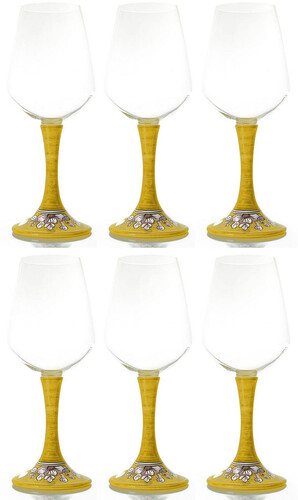Casa Padrino Luxus Weinglas 6er Set Gelb / Mehrfarbig H. 23,5 cm - Handgefertigte & handbemalte Weingl�ser - Hotel & Restaurant Accessoires - Luxus Qualit�t - Made in Italy