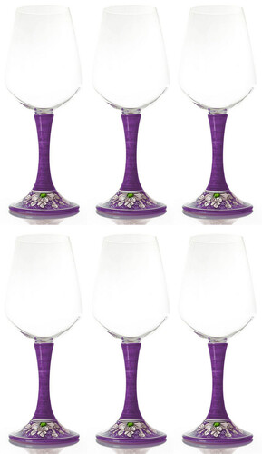 Casa Padrino Luxus Weinglas 6er Set Lila / Mehrfarbig H. 23,5 cm - Handgefertigte & handbemalte Weingl�ser - Hotel & Restaurant Accessoires - Luxus Qualit�t - Made in Italy