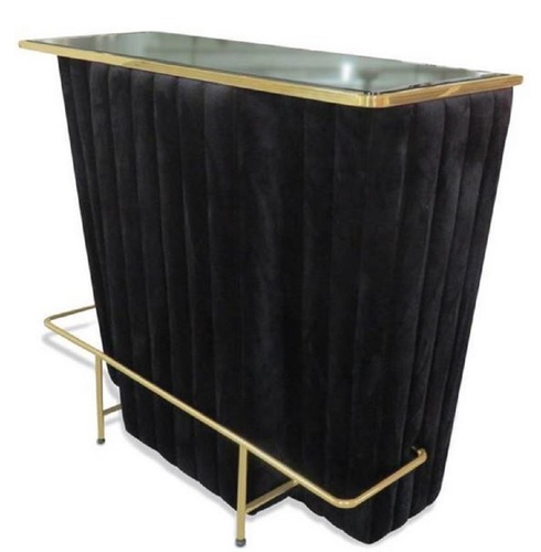 Casa Padrino Luxus Bartresen Schwarz / Gold 120 x 48 x H. 105 cm - Theke mit Glassplatte und Fu�ablage - Barschrank - Barm�bel - Luxus Qualit�t