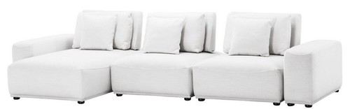 Casa Padrino Luxus Wohnlandschaft Wei� / Schwarz 340 x 159 x H. 83 cm - Wohnzimmer Sofa mit 6 Kissen - Luxus Qualit�t