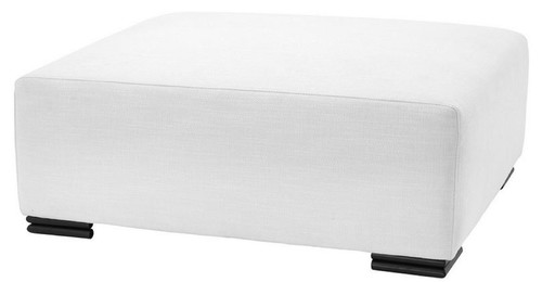 Casa Padrino Luxus Hocker Wei� / Schwarz 108 x 90 x H. 43 cm - Sitzhocker - Fu�hocker - Luxus Wohnzimmer M�bel