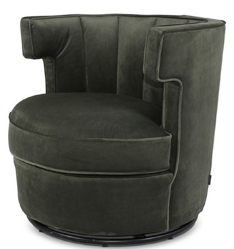 Casa Padrino Luxus Drehsessel Dunkelgr�n 79 x 62 x H. 73 cm - Runder Wohnzimmer Sessel - Samt Sessel - Wohnzimmerm�bel