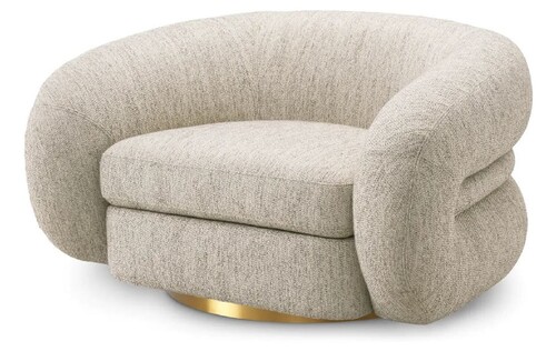 Casa Padrino Luxus Wohnzimmer & Hotel Sessel Hellgrau / Messing 121 cm - Luxus M�bel