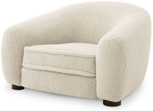 Casa Padrino Luxus Sessel Cremefarben / Schwarz 110 x 95 x H. 70 cm - Wohnzimmer Sessel mit gebogener R�ckenlehne - Luxus M�bel