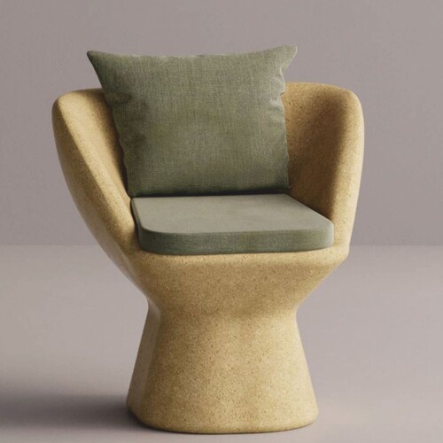 Casa Padrino Luxus Sessel Gelb / Gr�n - Wetterfester Beton Sessel