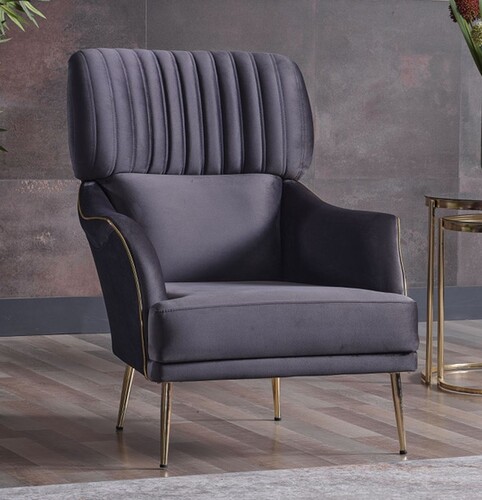 Casa Padrino Luxus Wohnzimmer Sessel Lila / Gold H. 99 cm - Luxus M�bel