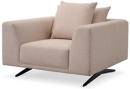 Casa Padrino Luxus Wohnzimmer Sessel mit Kissen Sandfarben / Bronze 110 x 108 x H. 64 cm - Wohnzimmer M�bel - Luxus M�bel