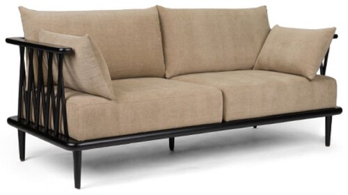 Casa Padrino Luxus Sofa Beige / Schwarz 169,5 cm - Luxus Wohnzimmer M�bel