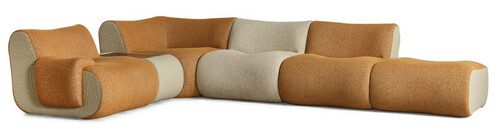 Casa Padrino Luxus Ecksofa Braun / Creme / Grau 340 x 232 x H. 72 cm - Modulares 6 Teiliges Wohnzimmer Sofa - Hotel Sofa - Wohnzimmer M�bel - Hotel M�bel - Luxus M�bel