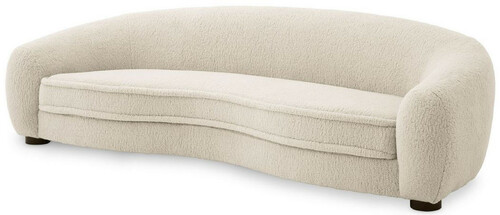 Casa Padrino Luxus Sofa Cremefarben / Schwarz 235 x 100 x H. 70 cm - Wohnzimmer Sofa mit gebogener R�ckenlehne - Luxus M�bel