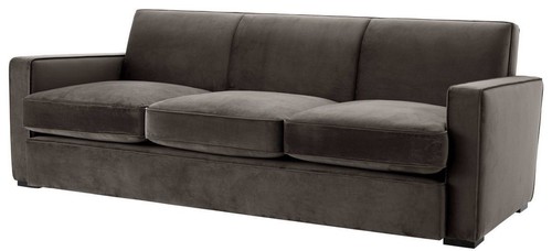 Casa Padrino Luxus Wohnzimmer Samt Sofa Grau / Schwarz 229 x 94 x H. 82 cm - Luxus Wohnzimmer M�bel