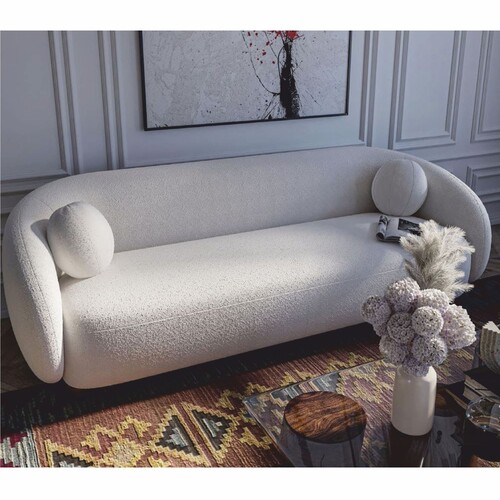 Casa Padrino Luxus Wohnzimmer Sofa Wei� / Dunkelbraun 250 cm - Luxus M�bel
