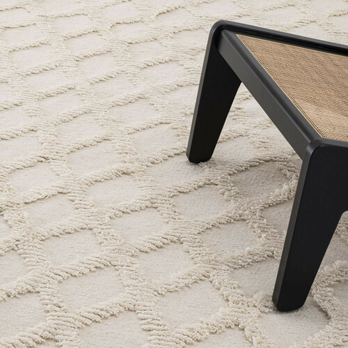 Casa Padrino Luxus Wohnzimmer Baumwoll Teppich Elfenbeinfarben - Verschiedene Gr��en - Handgetufteter Woll Teppich - Wohnzimmer Deko