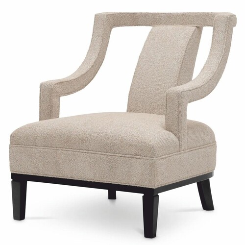 Casa Padrino Luxus Wohnzimmer & Hotel Sessel Beige / Schwarz 67 cm - Luxus M�bel