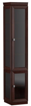 Casa Padrino Luxus Wohnzimmerschrank Dunkelbraun / Grau 45,4 x 44,2 x H. 225,6 cm - Vitrinenschrank mit 2 Glast�ren