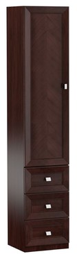 Casa Padrino Luxus Wohnzimmerschrank mit T�r und 3 Schubladen Dunkelbraun / Silber 45,4 x 44,2 x H. 225,6 cm - B�roschrank - Luxus M�bel