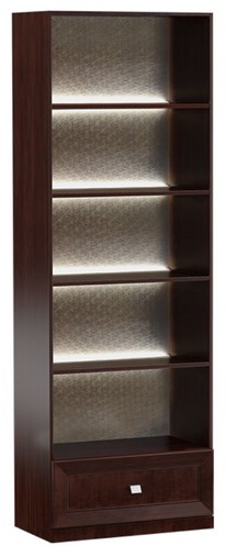 Casa Padrino Luxus Regalschrank Dunkelbraun / Silber 70,4 x 44,2 x H. 225,6 cm - Beleuchteter B�roschrank mit Schublade 