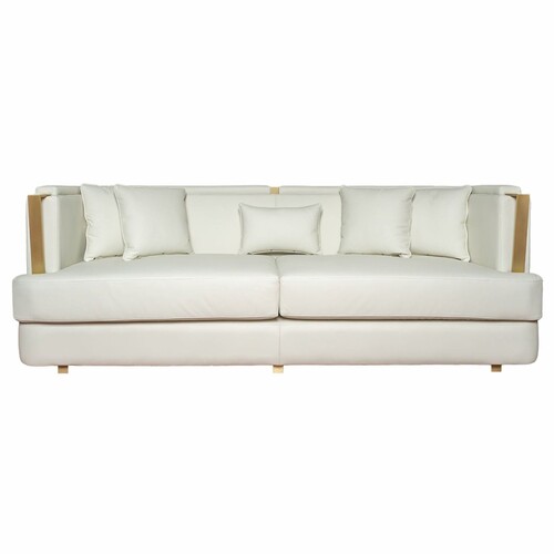 Casa Padrino Luxus Wohzimmer & Hotel Sofa Creme / Messing 240 cm - Luxus M�bel