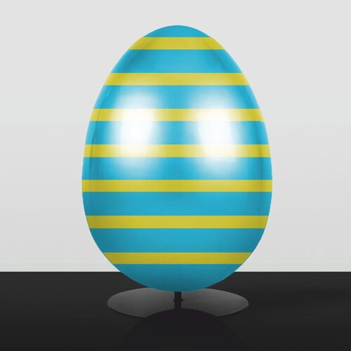 Casa Padrino XXL Deko Osterei mit St�nder T�rkis / Gelb H. 75 cm - Oster Dekoaration