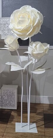 Casa Padrino Luxus XXL Deko Rose Wei� / Creme  55 x H. 180 cm - Hochzeits Deko Accessoirs