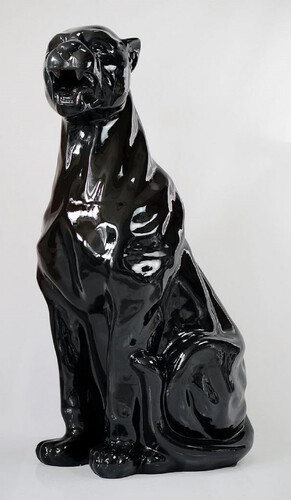 Casa Padrino Luxus XXL Deko Skulptur Panther Schwarz x H. 170 cm - Gro�e Deko Figur - XXL Wohnzimmer Deko - XXL Garten Deko
