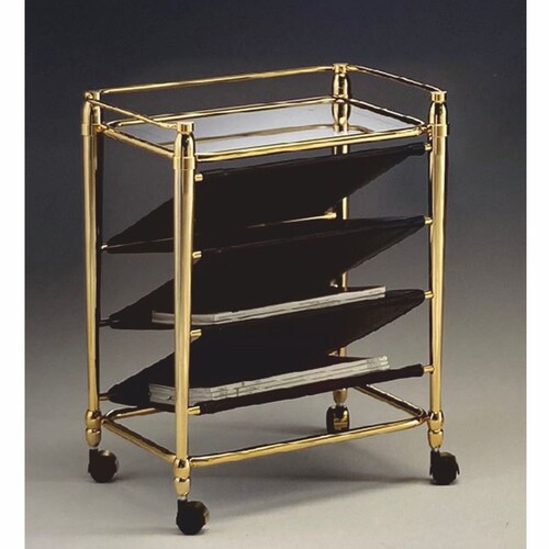 Casa Padrino Luxus Zeitschriften Trolley Messing Gl�nzend / Schwarz 52 x 38 x H. 63 cm - Made in Italy