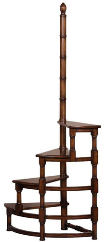 Casa Padrino Luxus Jugendstil Bibliothekstreppe Braun 63 x 46 x H. 157 cm - Massivholz Bibliotheksleiter - Barock & Jugendstil B�ro M�bel - Luxus Qualit�t