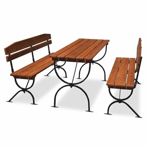 Casa Padrino Gartengarnitur Braun / Schwarz 180 cm - Biergartengarnitur