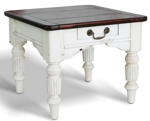 Casa Padrino Landhausstil Couchtisch 60 x 60 x H. 45 cm - Verschiedene Farben - Massivholz Wohnzimmertisch mit Schublade - Wohnzimmer M�bel