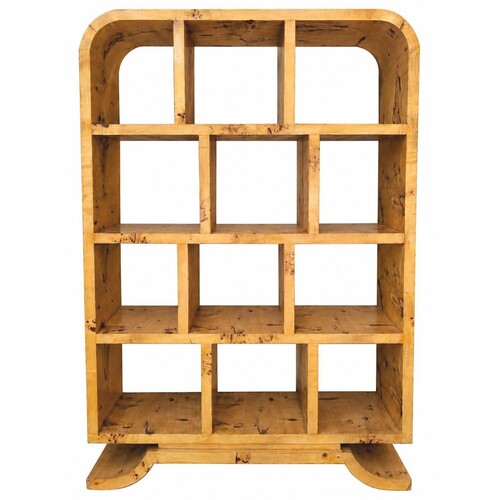 Casa Padrino Luxus Vogelaugenahorn Regalschrank 120 x H. 180 cm - Massivholz B�cherschrank - Wohnzimmer & B�ro M�bel